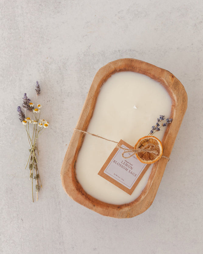 Lemon Blossom Sage soy wax dough bowl candle