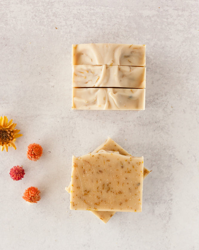 Handmade goat milk soap with organic calendula