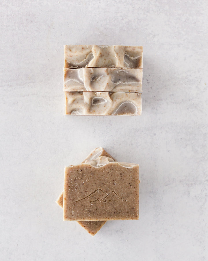 Handmade all natural peppermint goat milk soap with pumice & peppermint powders