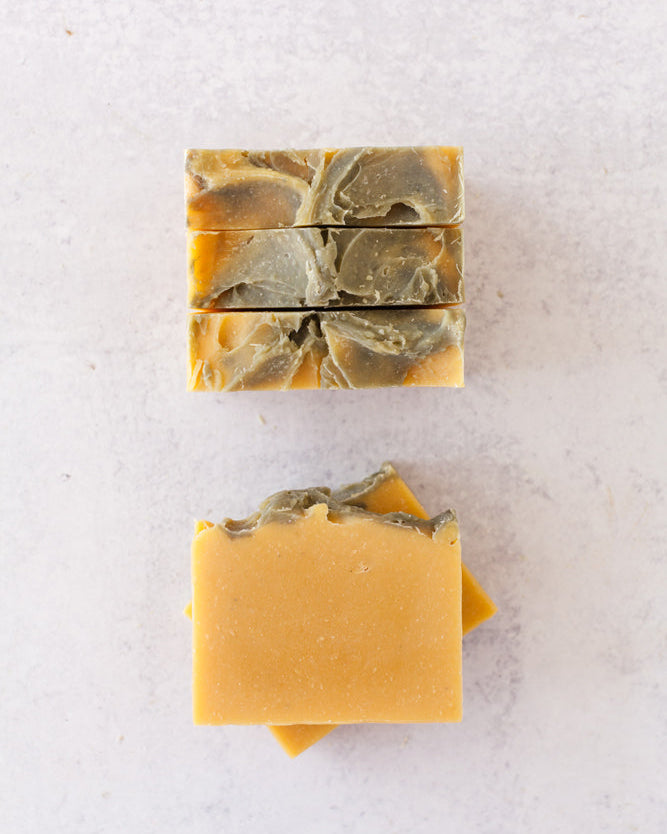 Bird Song goat milk soap with lemongrass, tangerine and orange essential oils by Fig & Grove