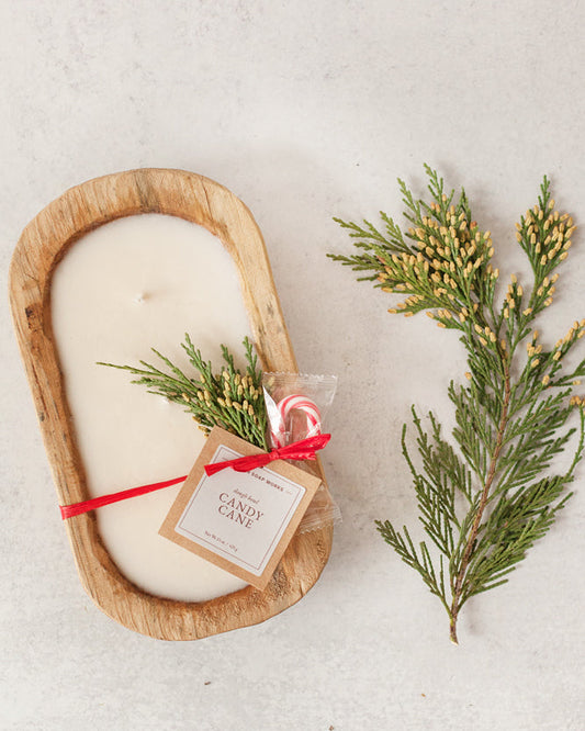 Candy Cane soy wax dough bowl candle scented with essential oils