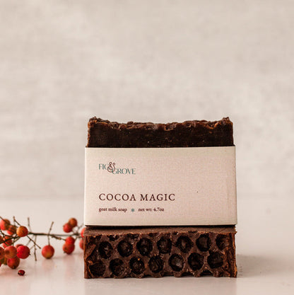 Close-up of Cocoa Magic soap with  coffee tones – Fig & Grove