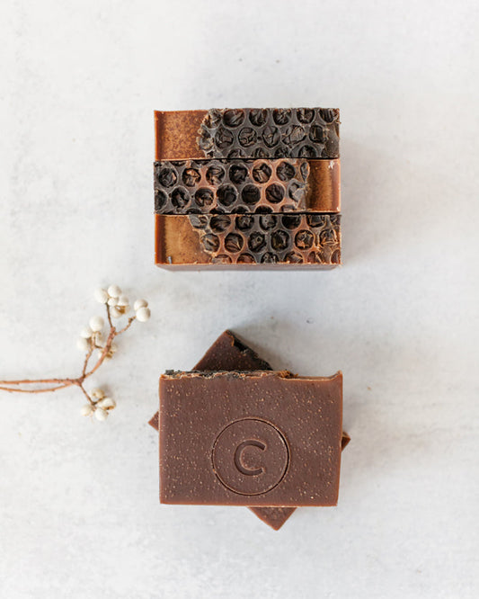 Cocoa Magic handmade soap bar in rich chocolate-brown – Fig & Grove