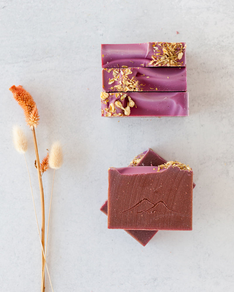 Cozy Flannel goat milk soap scented with tangerine, fir needle, eucalyptus and cinnamon essential oils