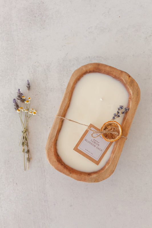 Lemon Blossom Sage soy wax dough bowl candle