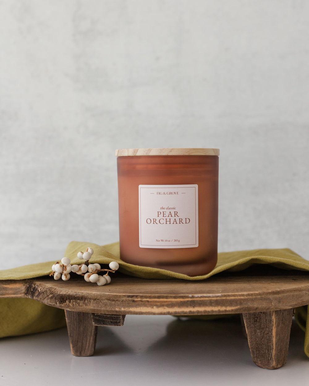 Pear Orchard phthalate-free candle by Fig & Grove with fresh pear scent