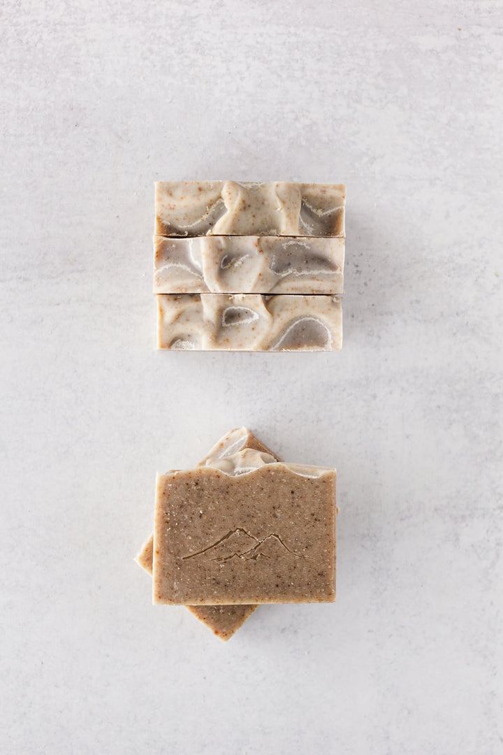 Handmade all natural peppermint goat milk soap with pumice & peppermint powders