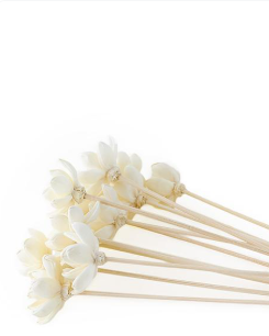 White paper lotus reed diffuser sticks for Fig & Grove reed diffuser fragrance bottles.